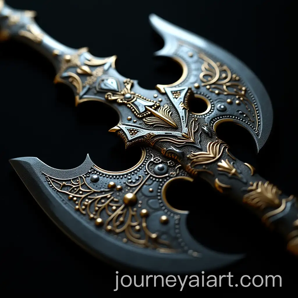 Closeup-of-Futuristic-Cyberpunk-Gothic-Halberd-Axe-with-Intricate-Metalwork