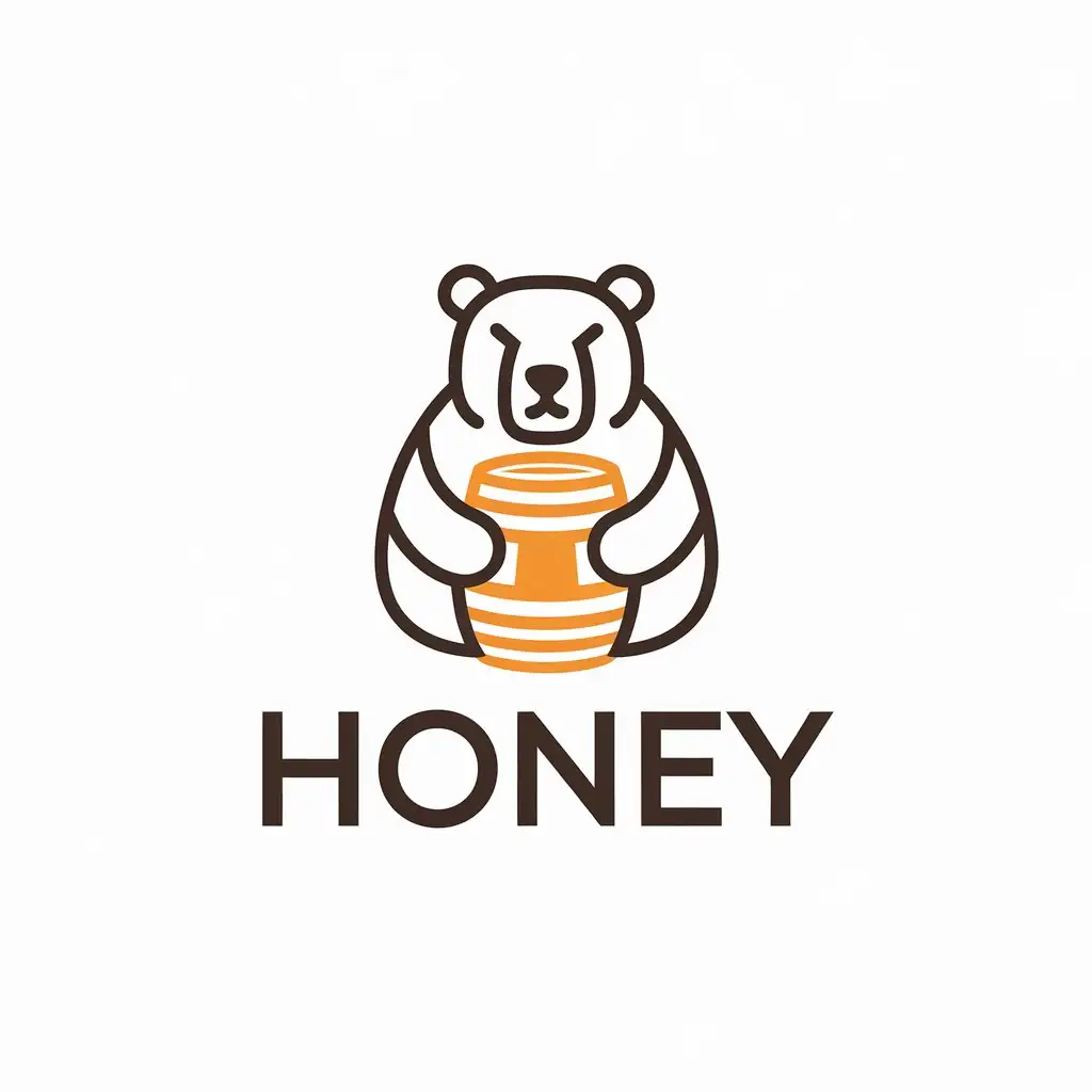 LOGO-Design-For-Honey-Bear-with-Barrel-of-Honey-in-Minimalistic-Style