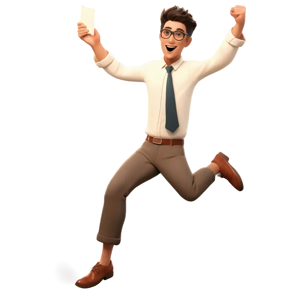 Joyful-Cartoon-Man-Jumping-with-Paper-HighQuality-PNG-Image