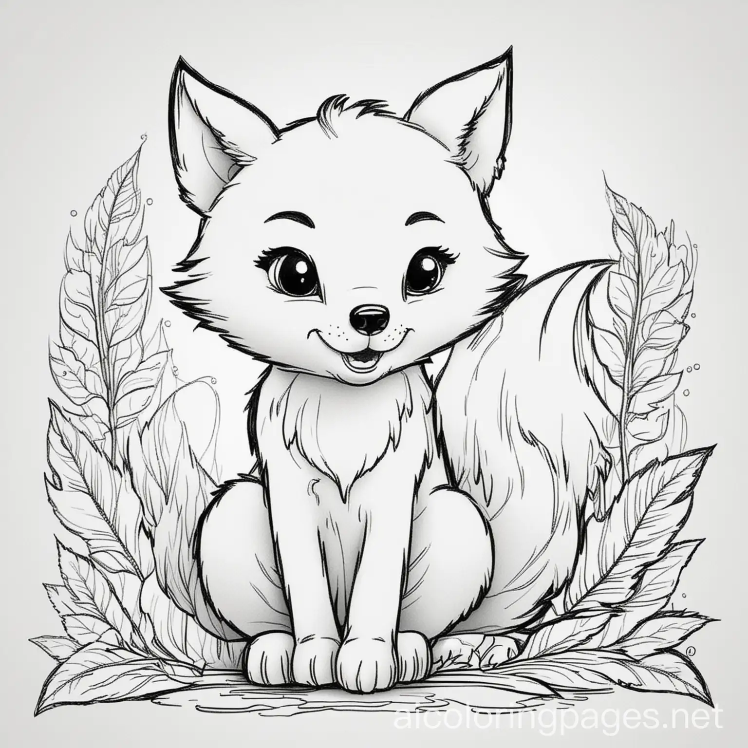 Cute-Smiling-Baby-Fox-Coloring-Page-for-Children