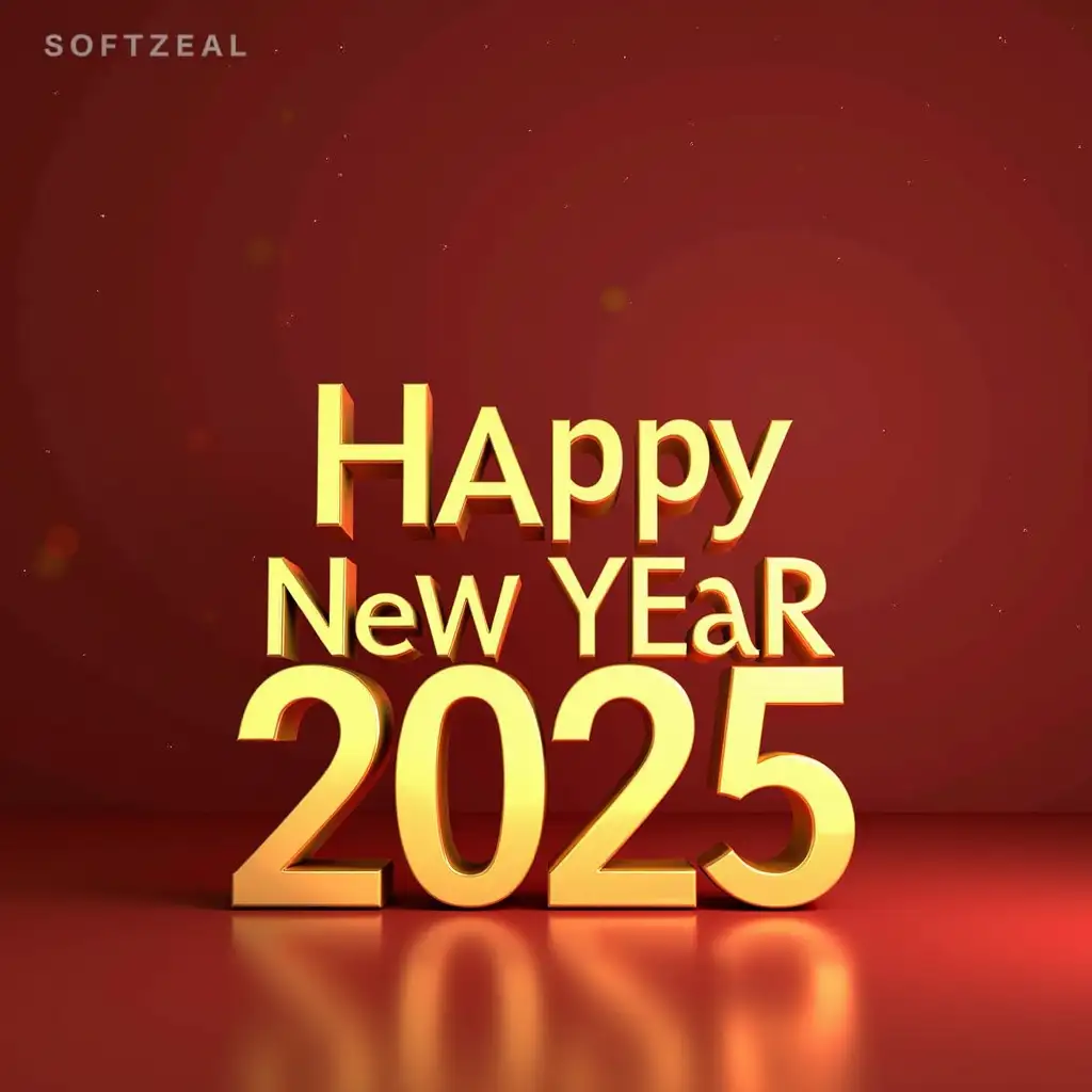 Happy New Year 2025 3d gold animated wishes by SOFTZEAL software development Club