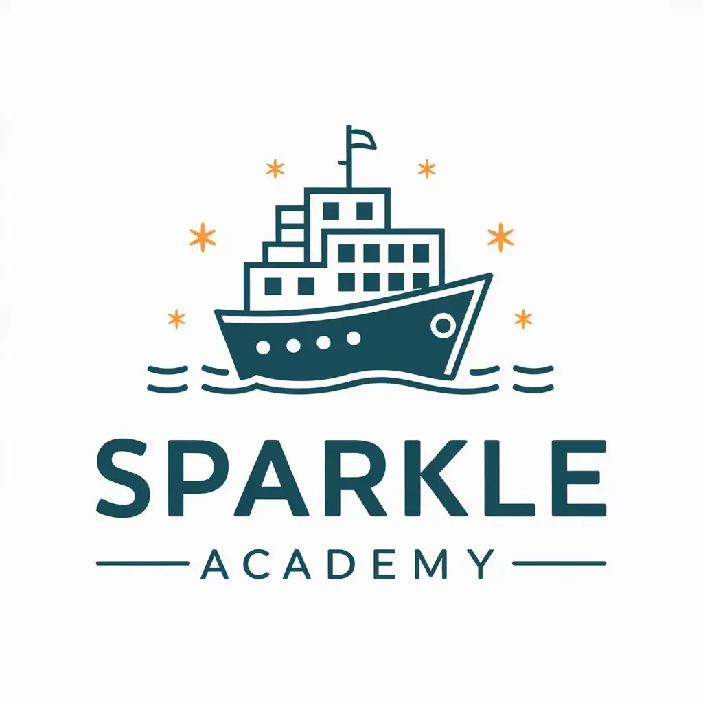 LOGO Design For Sparkle Academy Educational Ship Symbol in Vector Style