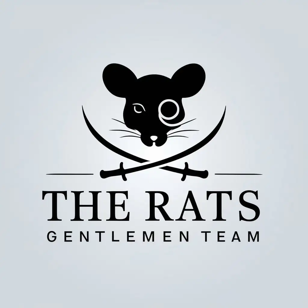 LOGO Design for The Rats Gentlemen Team Minimalistic Rat with Monocle and Swords