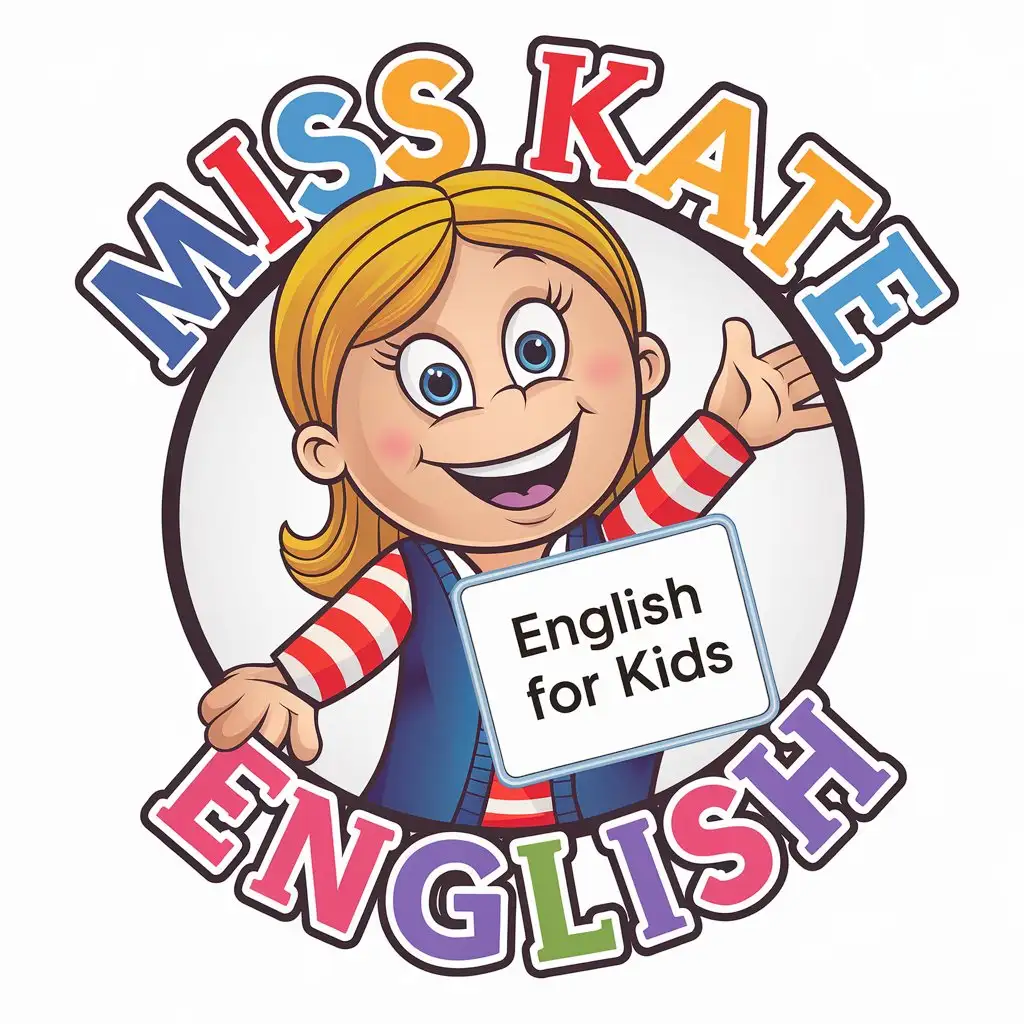 LOGO Design for Miss Kate English Bright and Engaging Symbol for Kids Education