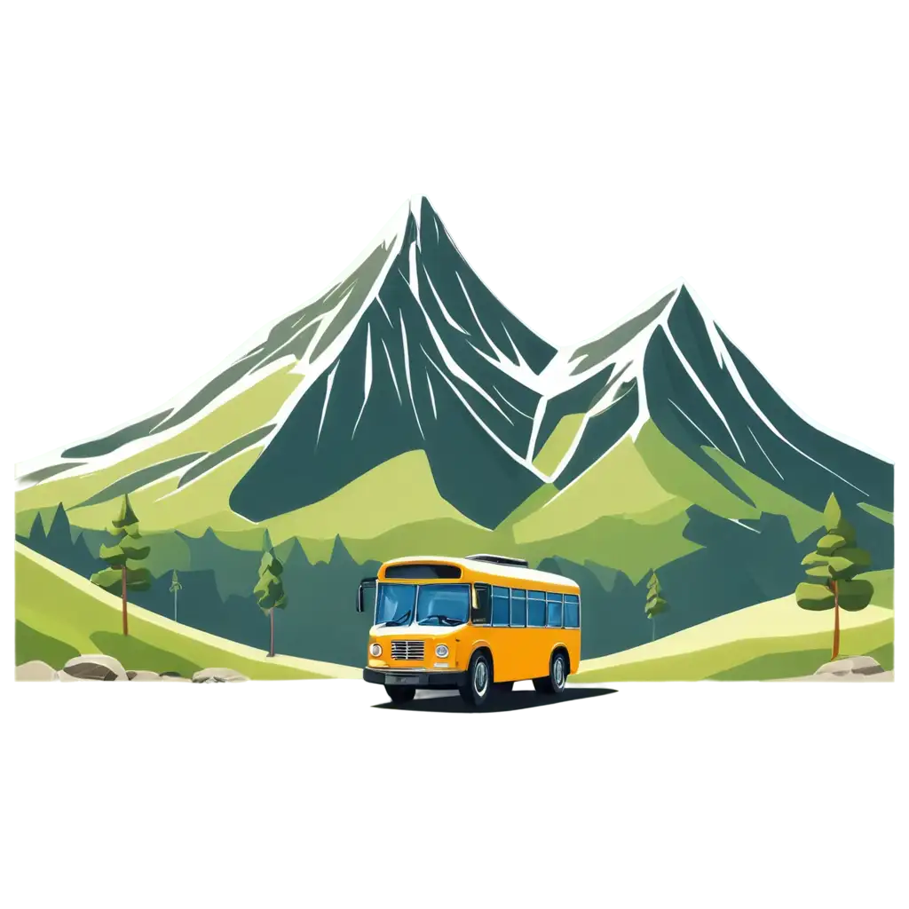 PNG-Background-Poster-of-Cartoon-Bus-Travelling-Through-Mountains-Perfect-for-Digital-Design-and-Travel-Themes