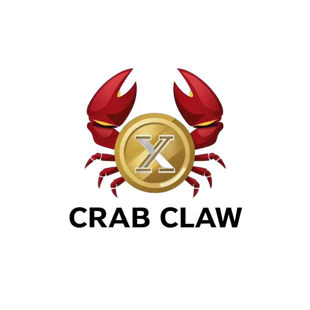 a vector logo design,with the text "crab claw, red, gold coin", main symbol:xie,Moderate,be used in Legal industry,clear background