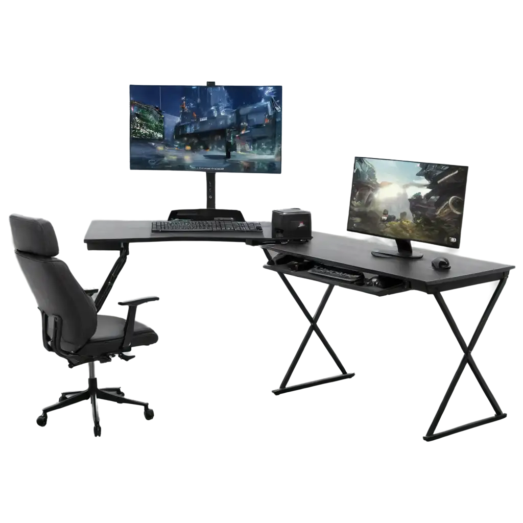 Gaming-Desk-Short-with-Modern-Gaming-PC-PNG-HighQuality-Image-for-Gaming-Enthusiasts-and-Tech-Designs