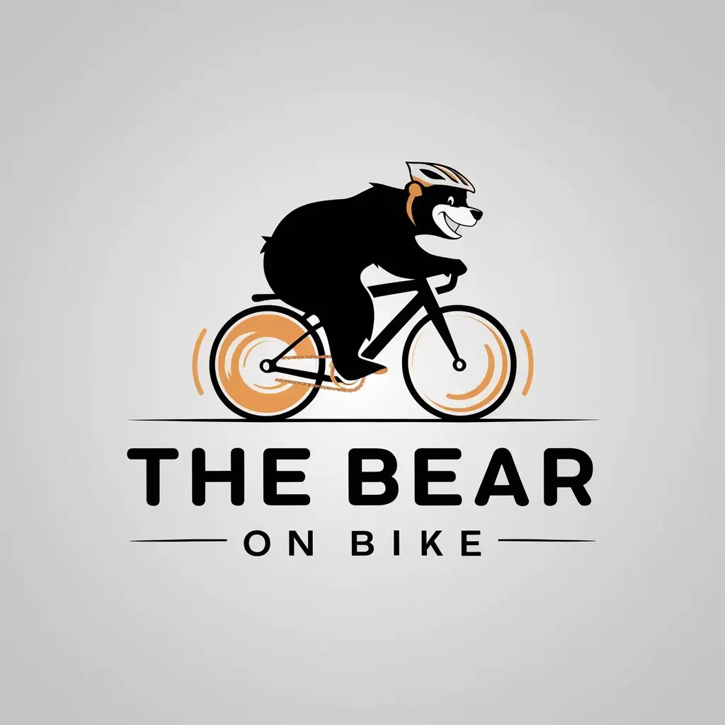 a logo design,with the text "the bear on bike", main symbol:Bear on bicycle,Minimalistic,be used in Sports Fitness industry,clear background