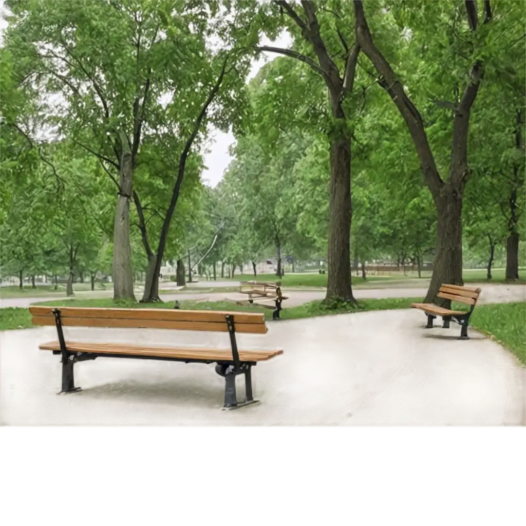 Stunning-Park-with-Benches-PNG-Image-for-Versatile-Design-Applications