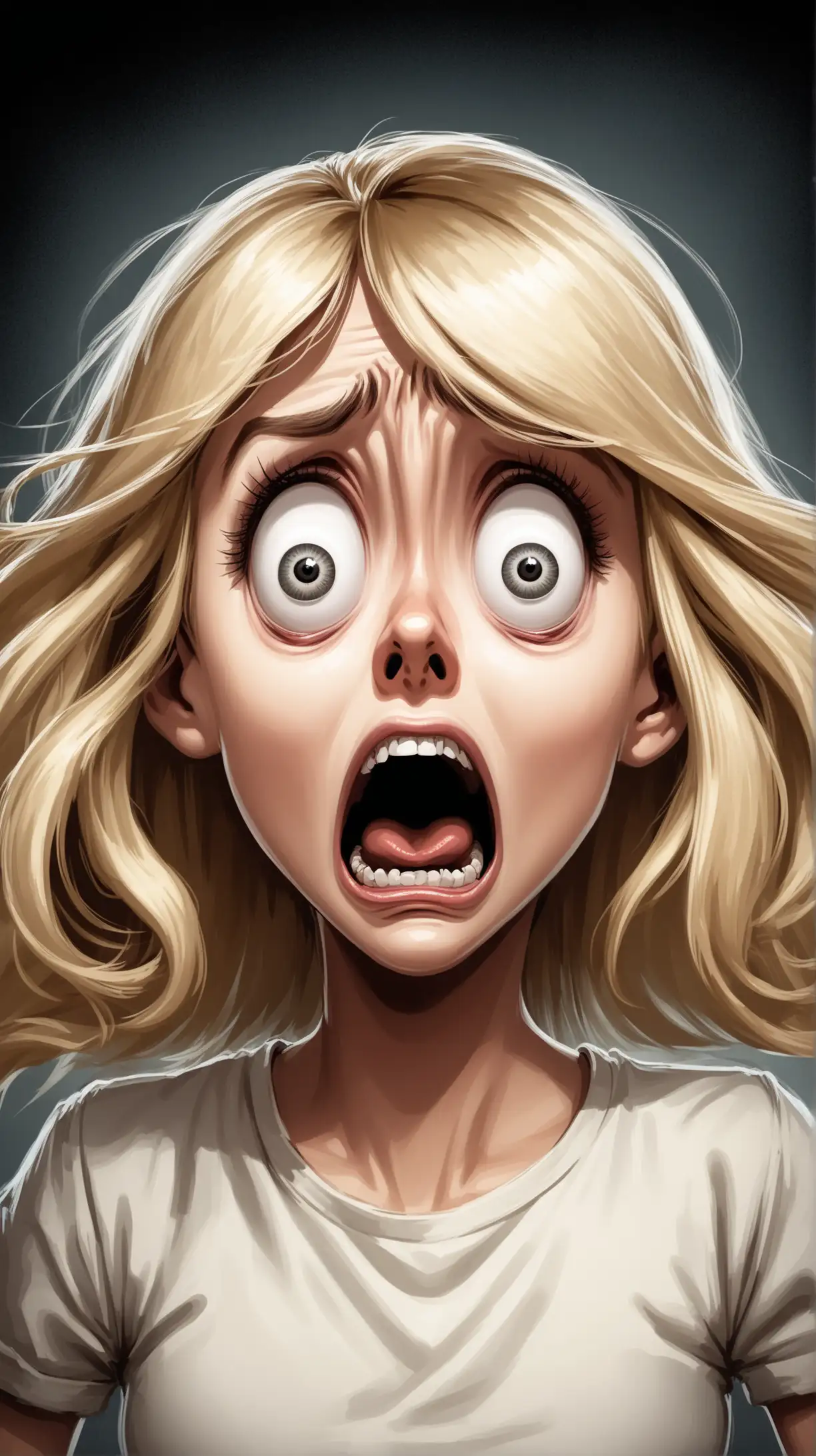 Shocked Blonde Girl in Cartoon Style