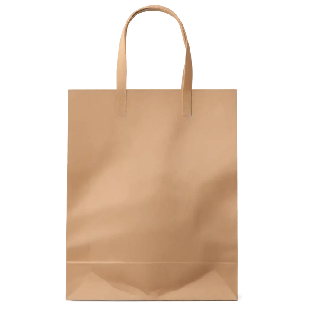 Khaki-Color-Paper-Bag-Front-View-Mockups-PNG-HighQuality-Transparent-Image-for-Design-Branding