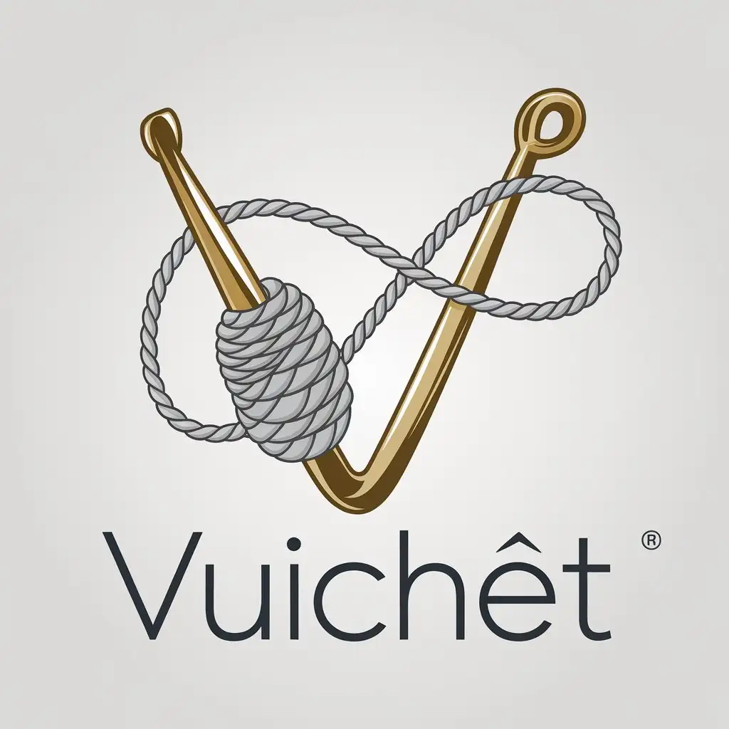 LOGO Design for Vuichet Elegant and Modern Crochet Business Logo with Yarn and Crochet Hook Theme