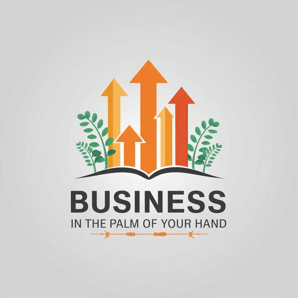 LOGO Design for Business in the Palm of Your Hand Yellow Orange Arrows with Plant Motif