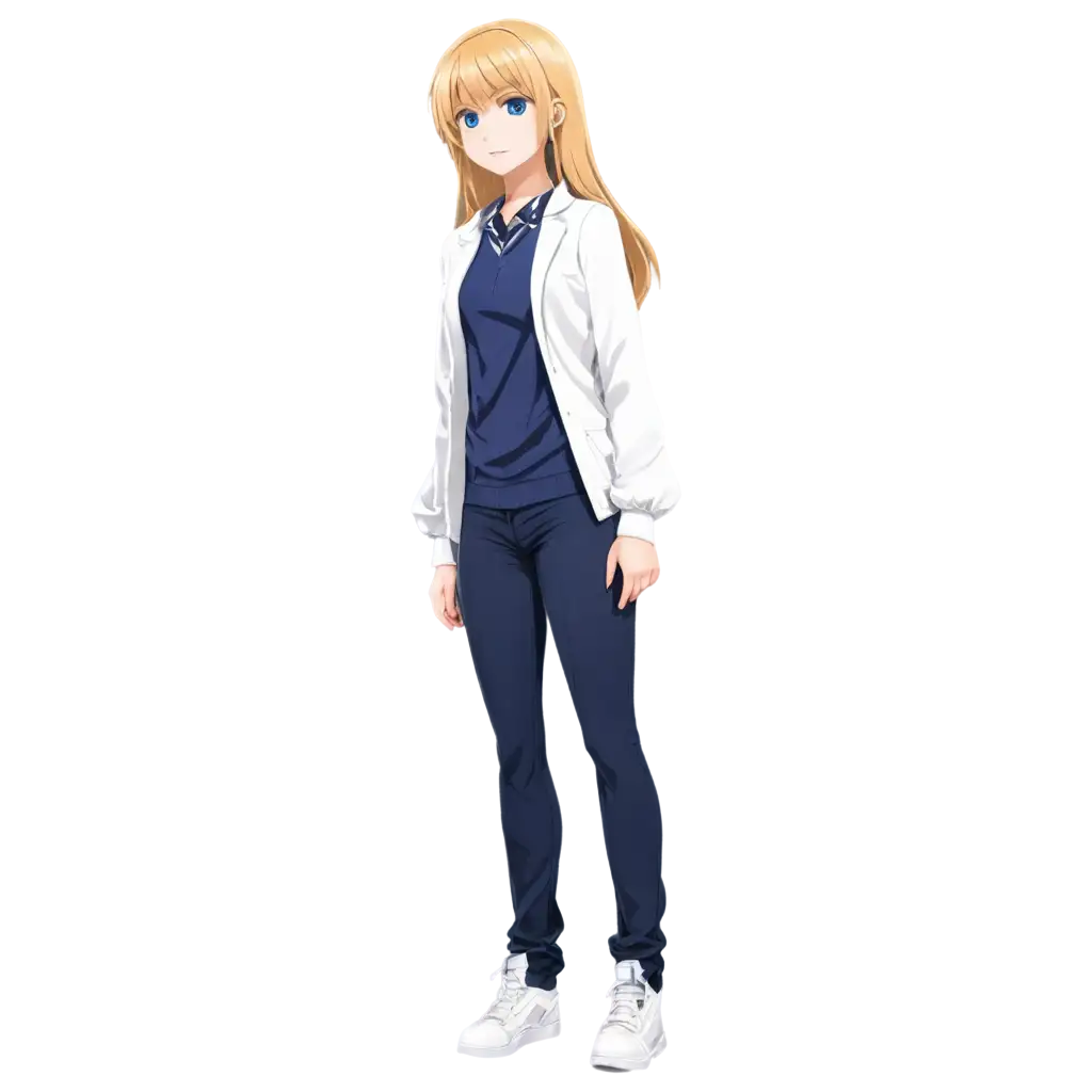 Anime-Teen-Girl-PNG-Image-with-Blond-Hair-and-Blue-Eyes-in-White-Shirt-and-Dark-Blue-Pants