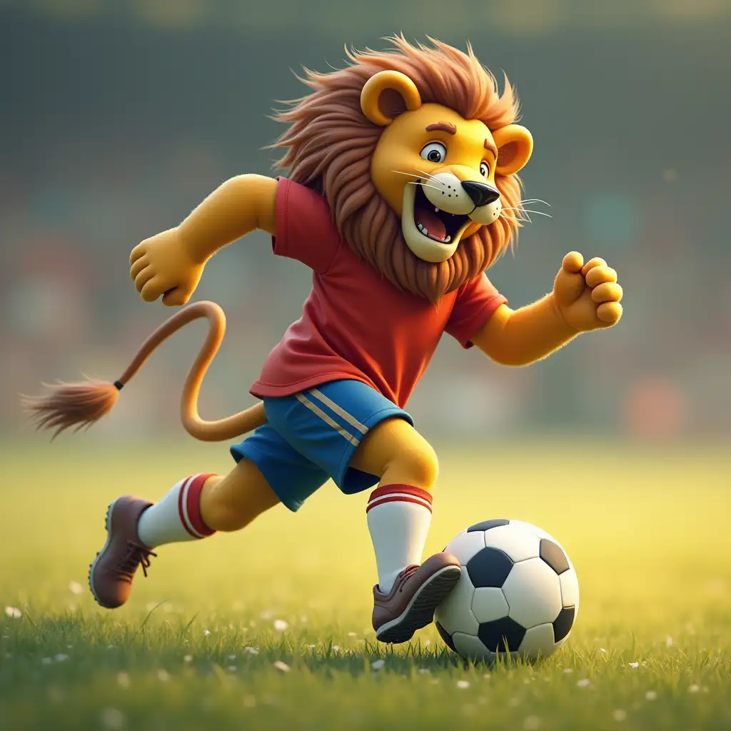 lion play soccer