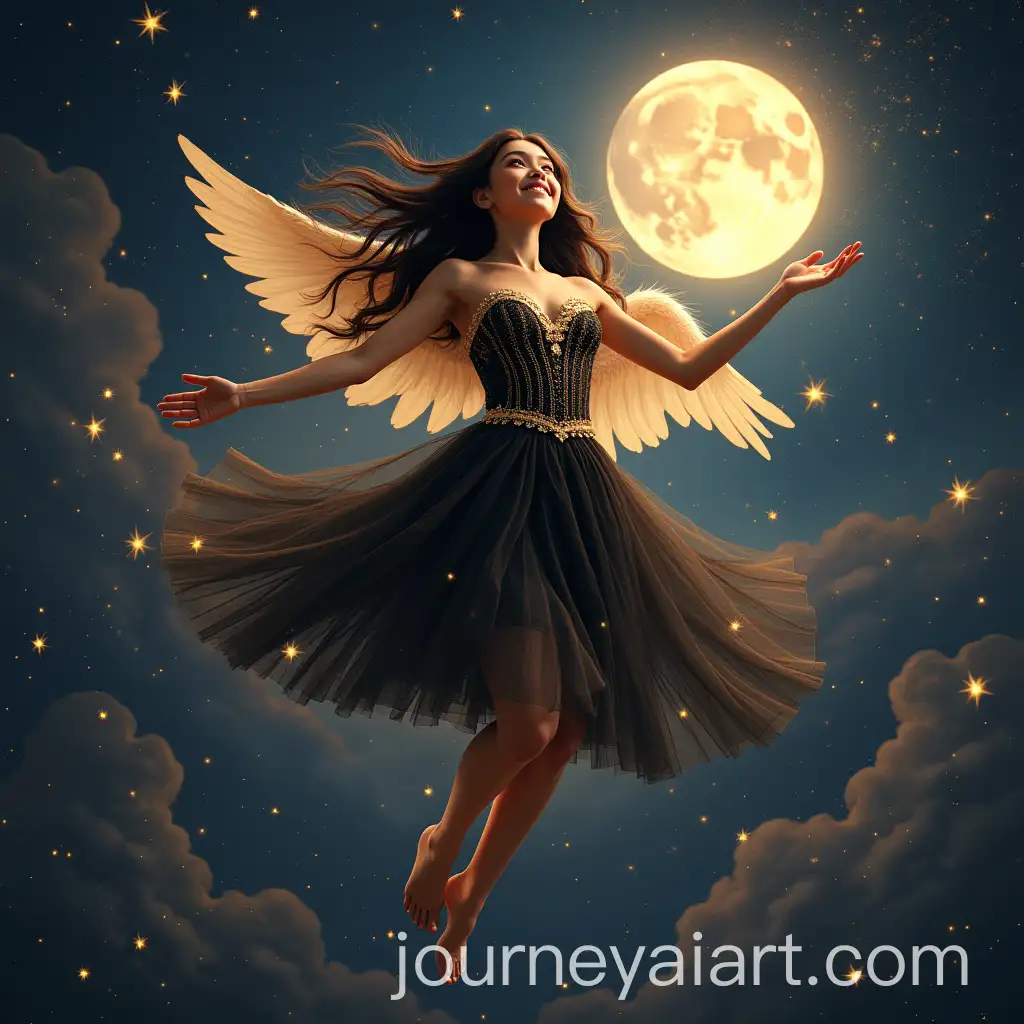 Ethereal-Asian-Angel-in-Gold-and-Black-Dress-Casting-Magic-at-Midnight-Moon