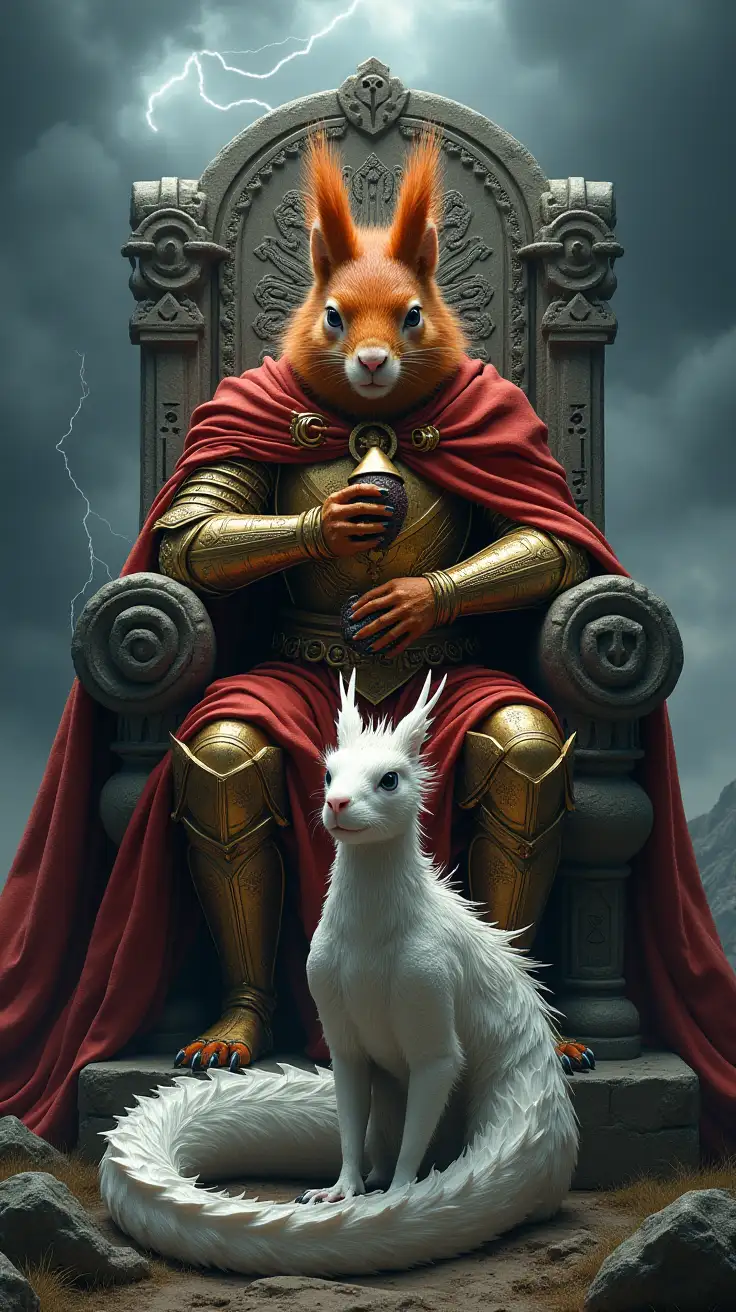 Colossal-Red-Squirrel-in-AngloSaxon-Battle-Armor-with-Dragon-Guardian-and-Cosmic-Acorn