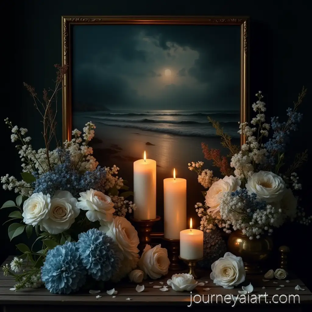 Romantic-Still-Life-with-Candles-Flowers-and-a-Stormy-Sea-Painting