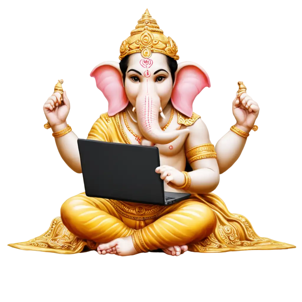 Lord-Ganesha-Using-Laptop-PNG-Symbolic-Fusion-of-Tradition-and-Technology