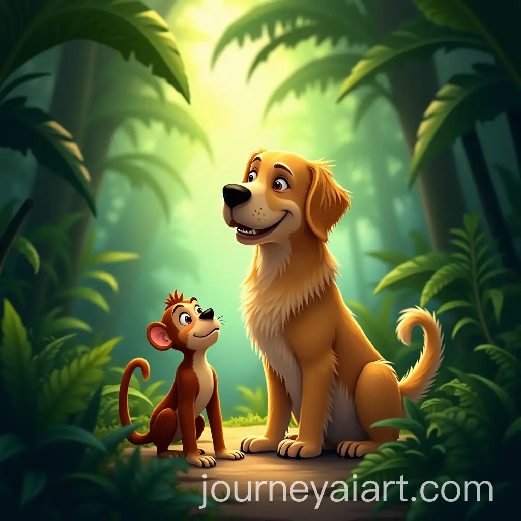 Buddy-the-Golden-Retriever-and-MomoAI-Image-Prompt-Expansion-the-Monkeys-Jungle-Adventure
