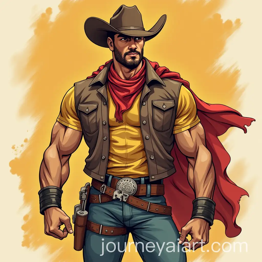 Muscular-Cowboy-Man-in-Illustrated-Style
