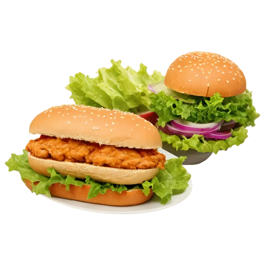 HighQuality-PNG-Image-of-a-Chicken-Sandwich-and-Leafy-Salad-for-Culinary-and-Website-Content