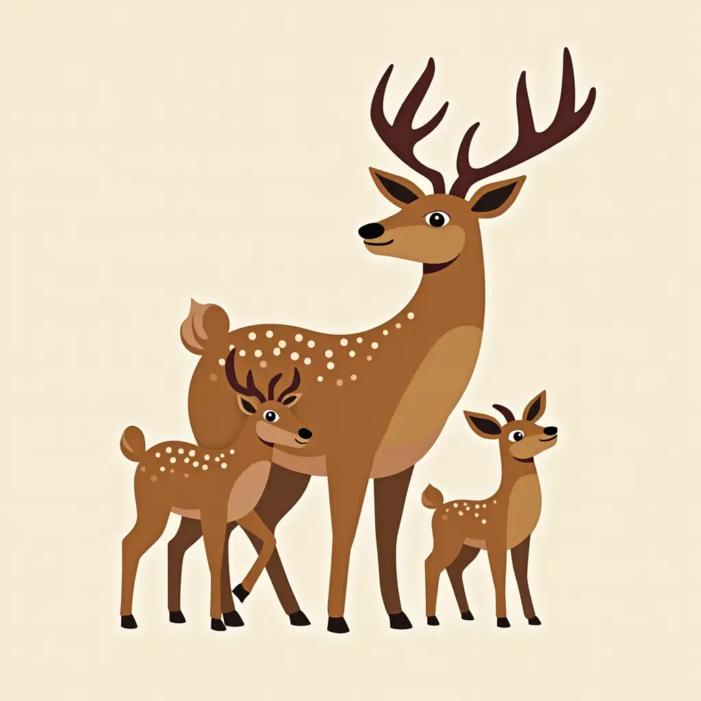 Logo, Family of three deers, mom, dad, child