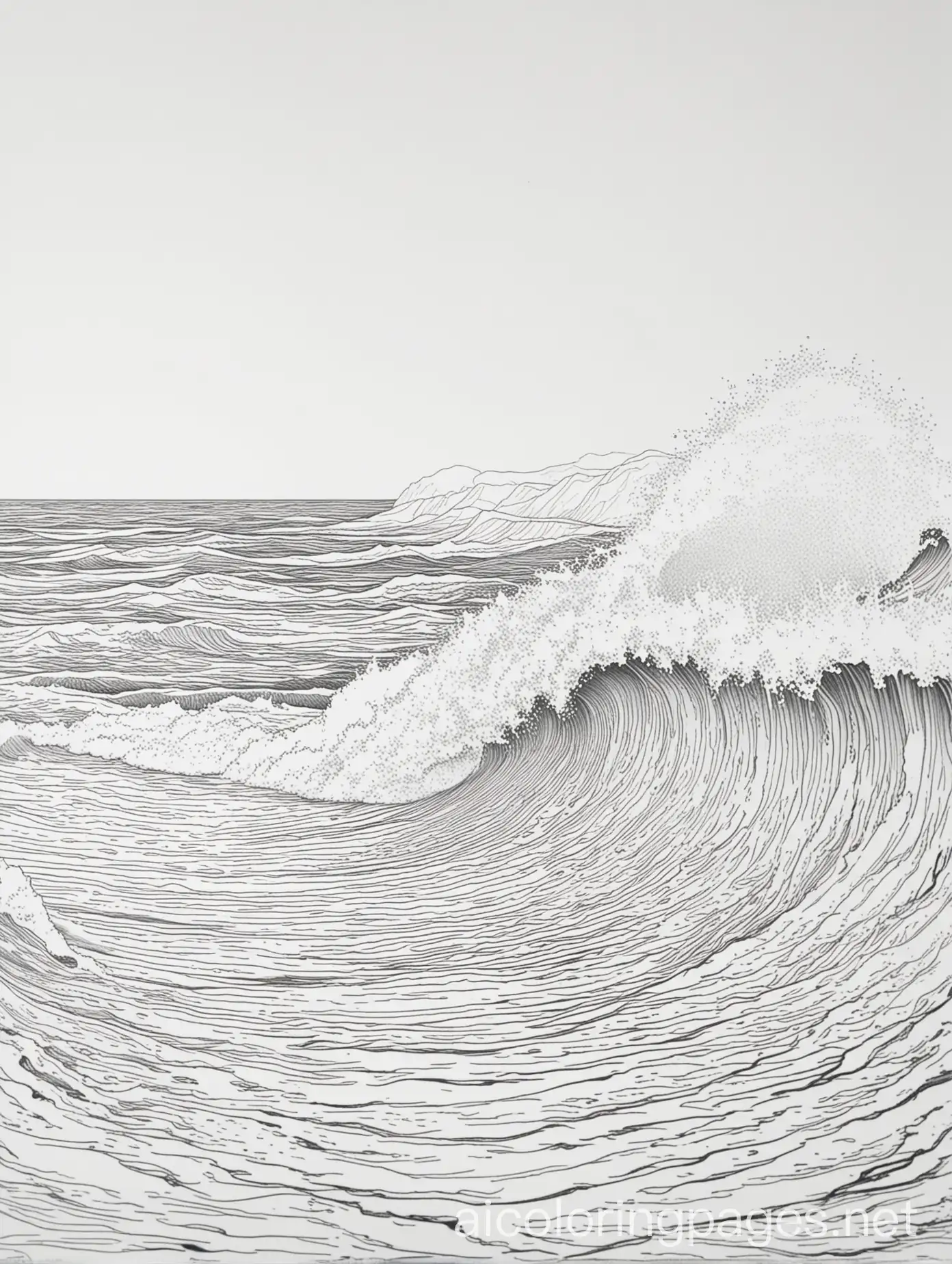 Childrens-Coloring-Page-of-Crashing-Waves-at-the-Beach