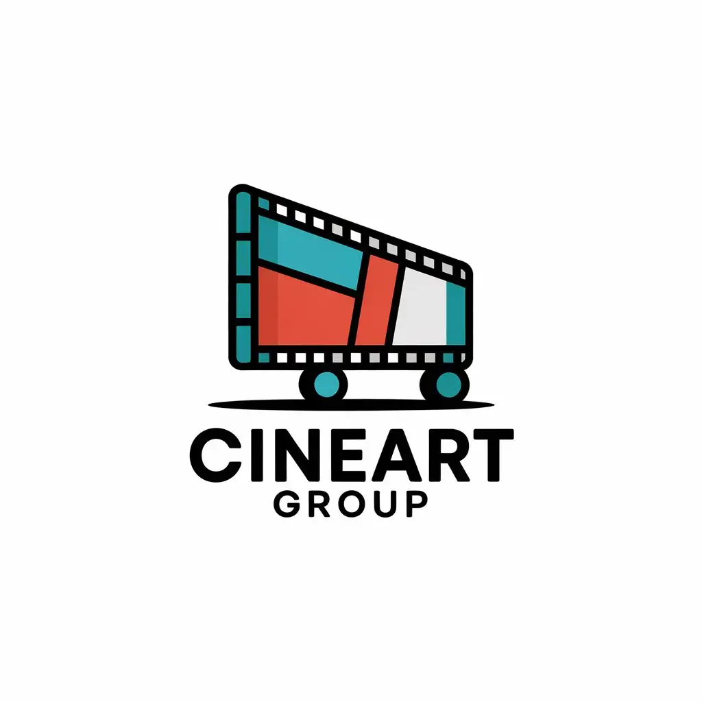 a vector logo design,with the text "CINEART GROUP", main symbol:Movie trailer,Moderate,be used in Cinema industry,clear background