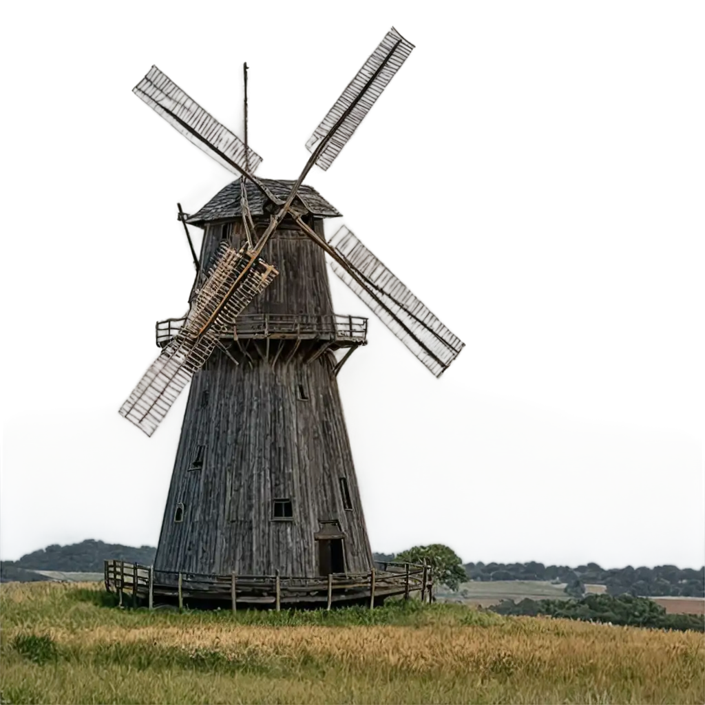 Windmill with an old landscape in the background.