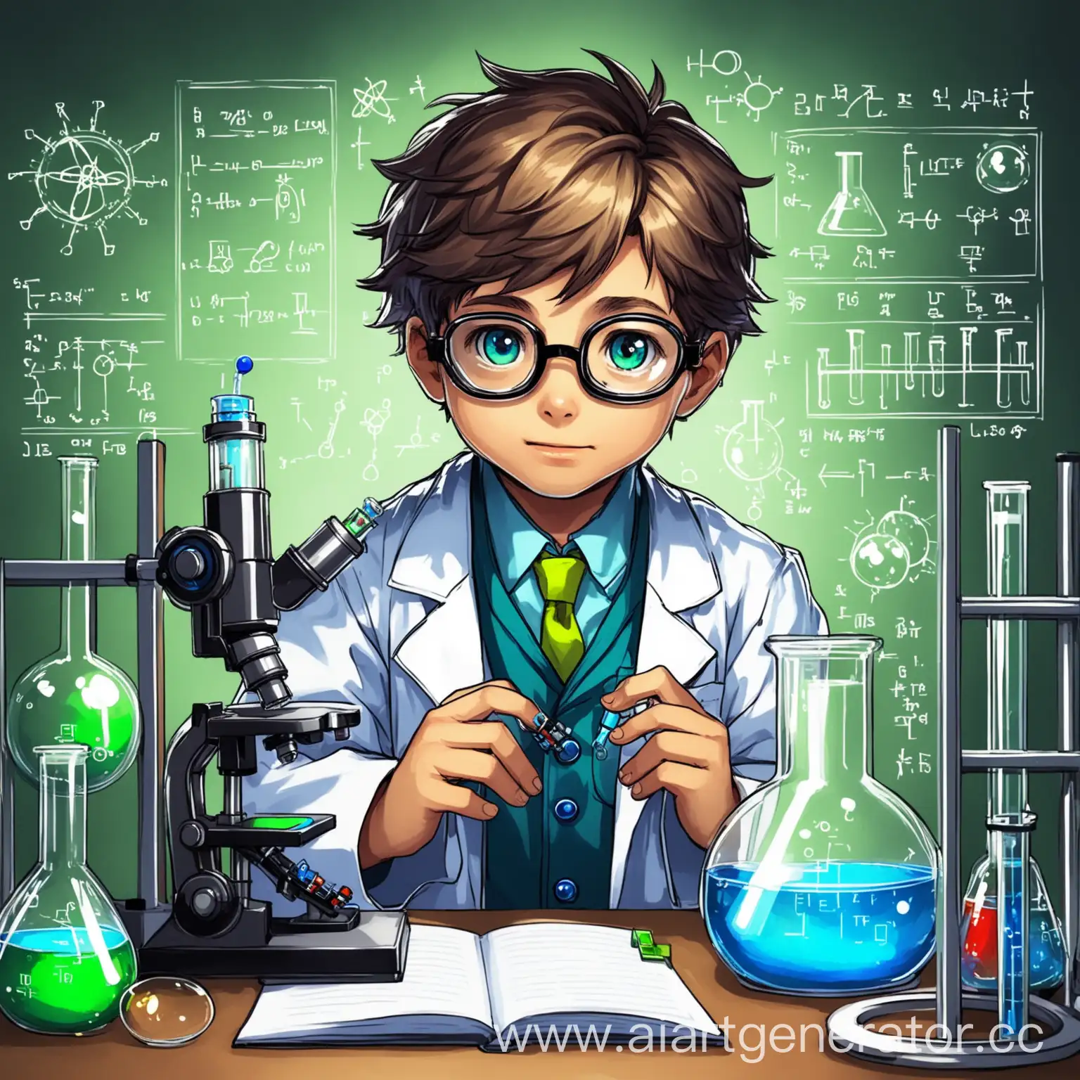 Young-Boy-Scientist-Conducting-Experiments-in-Laboratory