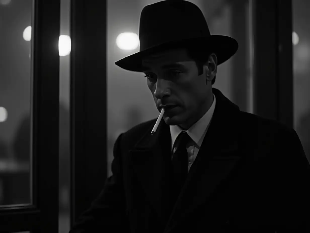 Mysterious-Man-in-1960s-Italian-Cafe-Exiting-Into-the-Street