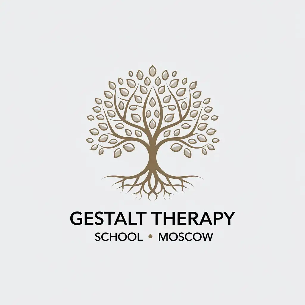 a vector logo design,with the text "Gestalt Therapy School • Moscow •", main symbol:tree,Minimalistic,clear background