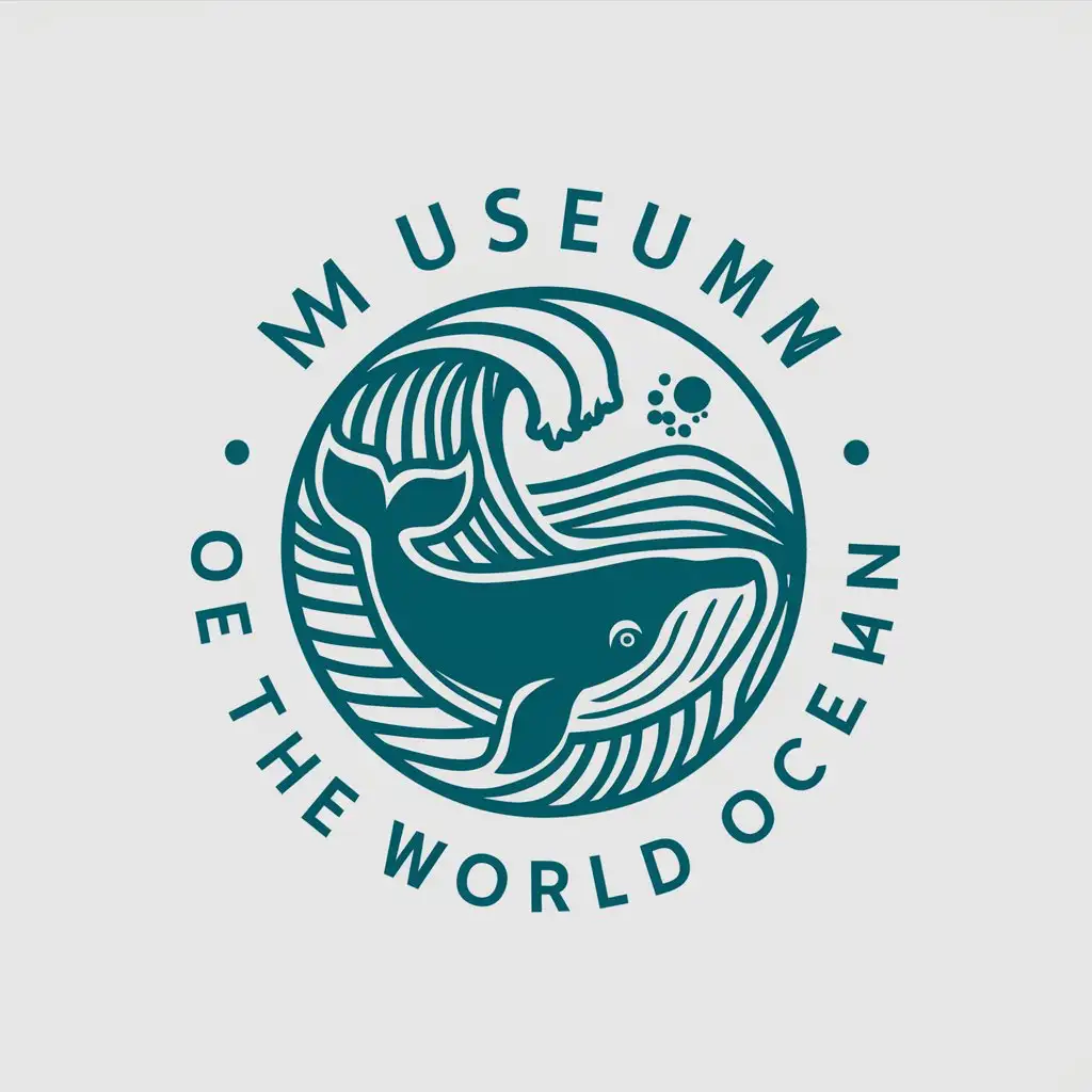 LOGO-Design-For-Museum-of-the-World-Ocean-Whale-Waves-and-Ocean-Museum-Theme