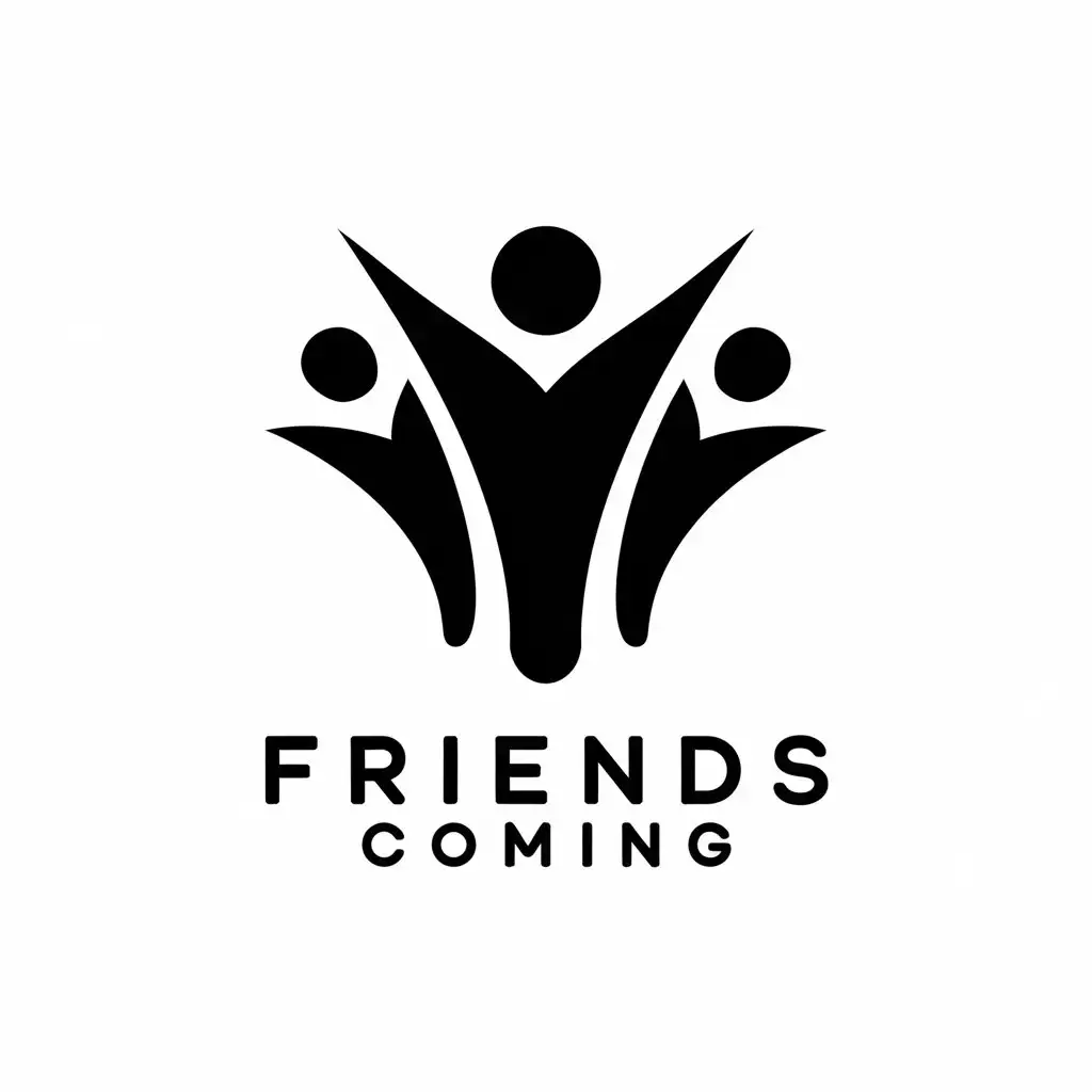 LOGO Design for Friends Coming Black Minimalist Vector for Entertainment Industry