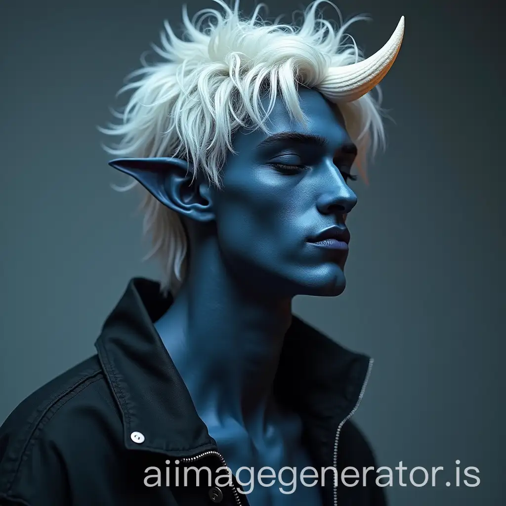 Cool-and-Relaxed-Demon-Man-with-Blue-Skin-and-White-Hair