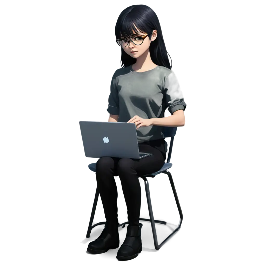 Anime-Style-PNG-Image-of-an-Emotionless-Hacker-Girl-with-Reading-Glasses-in-a-Dimly-Lit-Room