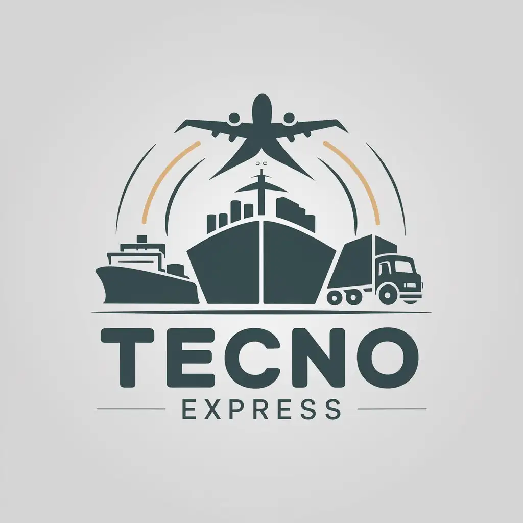 LOGO-Design-For-Tecno-Express-Airplane-Ship-and-Truck-Theme-in-Clear-Background