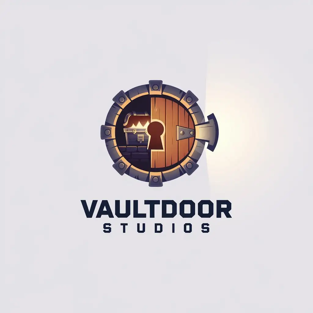 LOGO Design for Vaultdoor Studios Minimalistic Vault Symbol with Colorful and Dark Background Theme