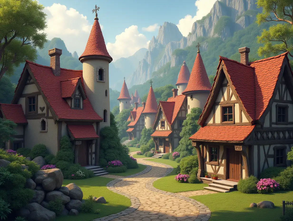 Cozy fairy tale town in a fantasy style | Premium AI image