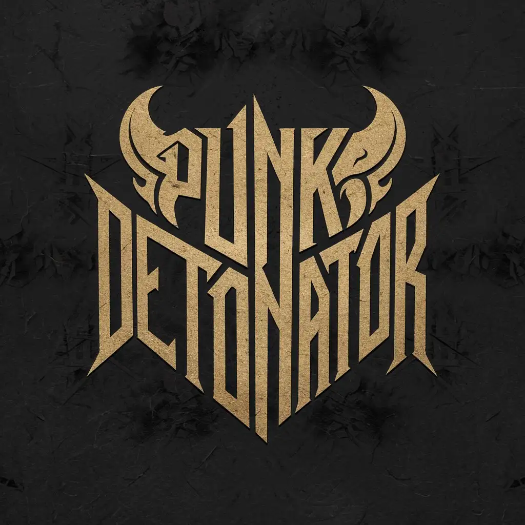 LOGO Design for Punk Detonator Demon Inscription with Black Background Complex Style