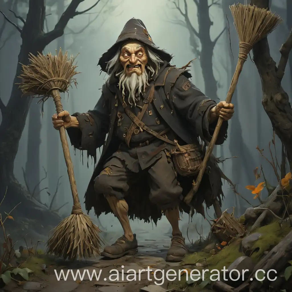 Baba-Yaga-with-Broom-in-Forest-Clearing