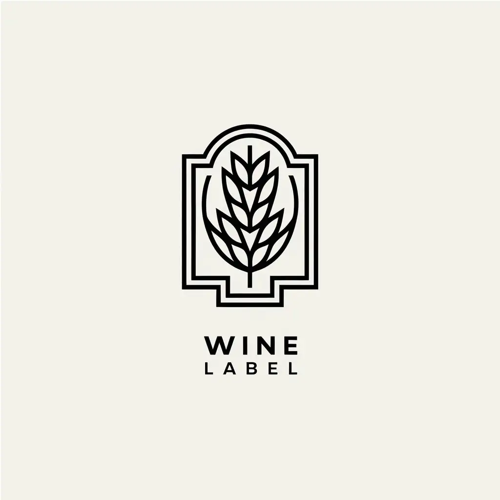 LOGO Design for Art Nouveau Wine Label Minimalist Lines Barley Icon Modern Border