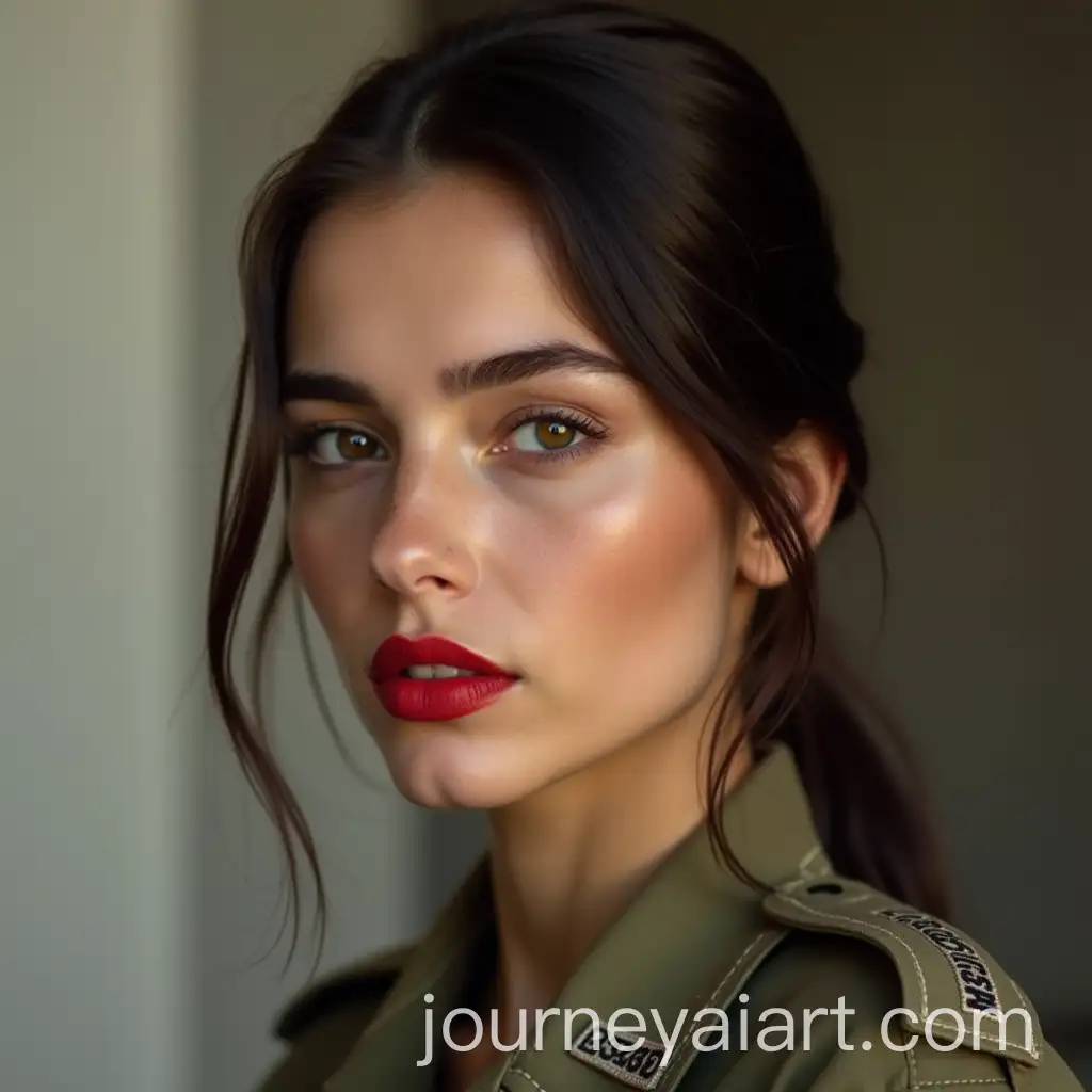 Young-Athletic-Arab-Military-Woman-with-Red-Lipstick-and-Makeup