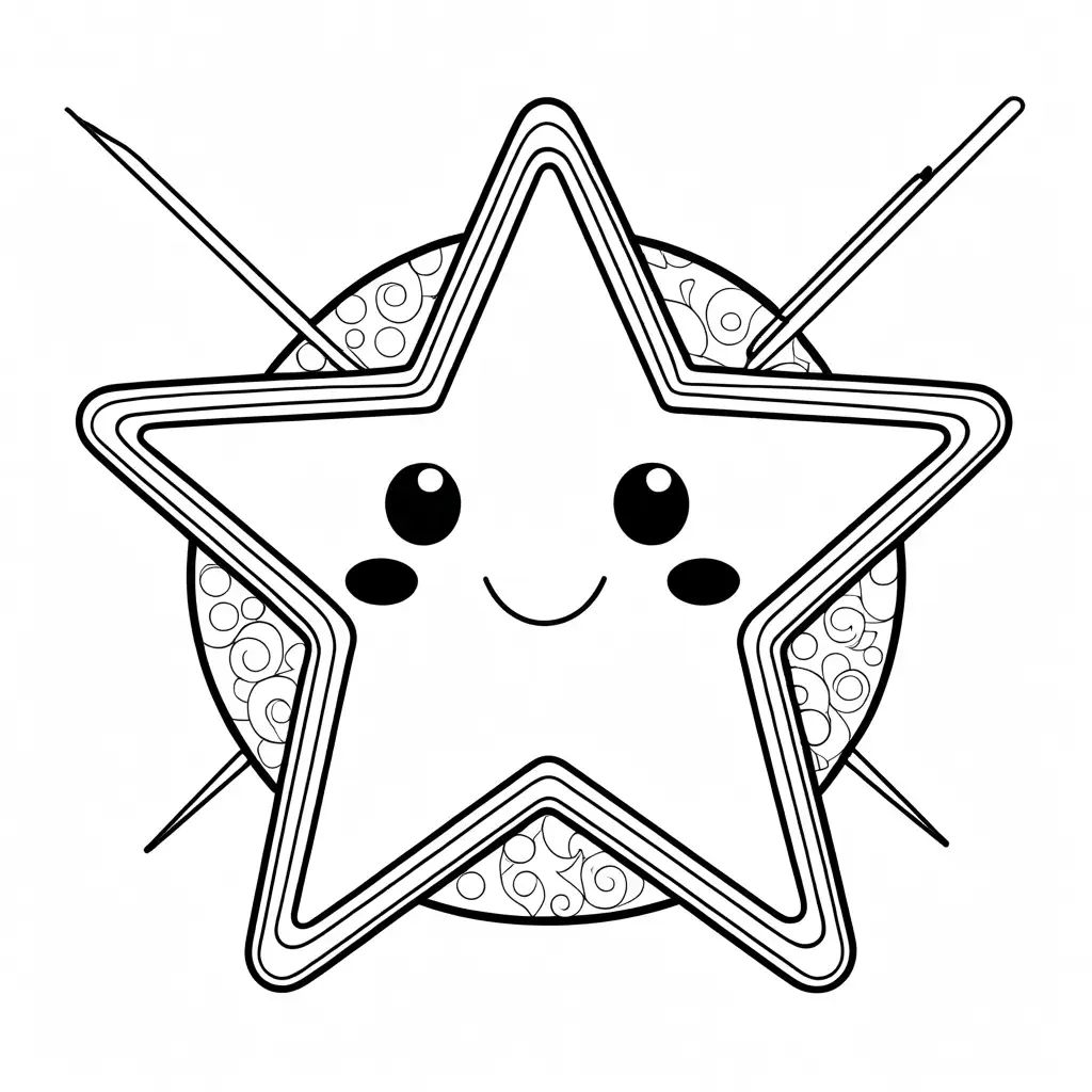 little star, Coloring Page, black and white, line art, white background, Simplicity, Ample White Space. The background of the coloring page is plain white to make it easy for young children to color within the lines. The outlines of all the subjects are easy to distinguish, making it simple for kids to color without too much difficulty