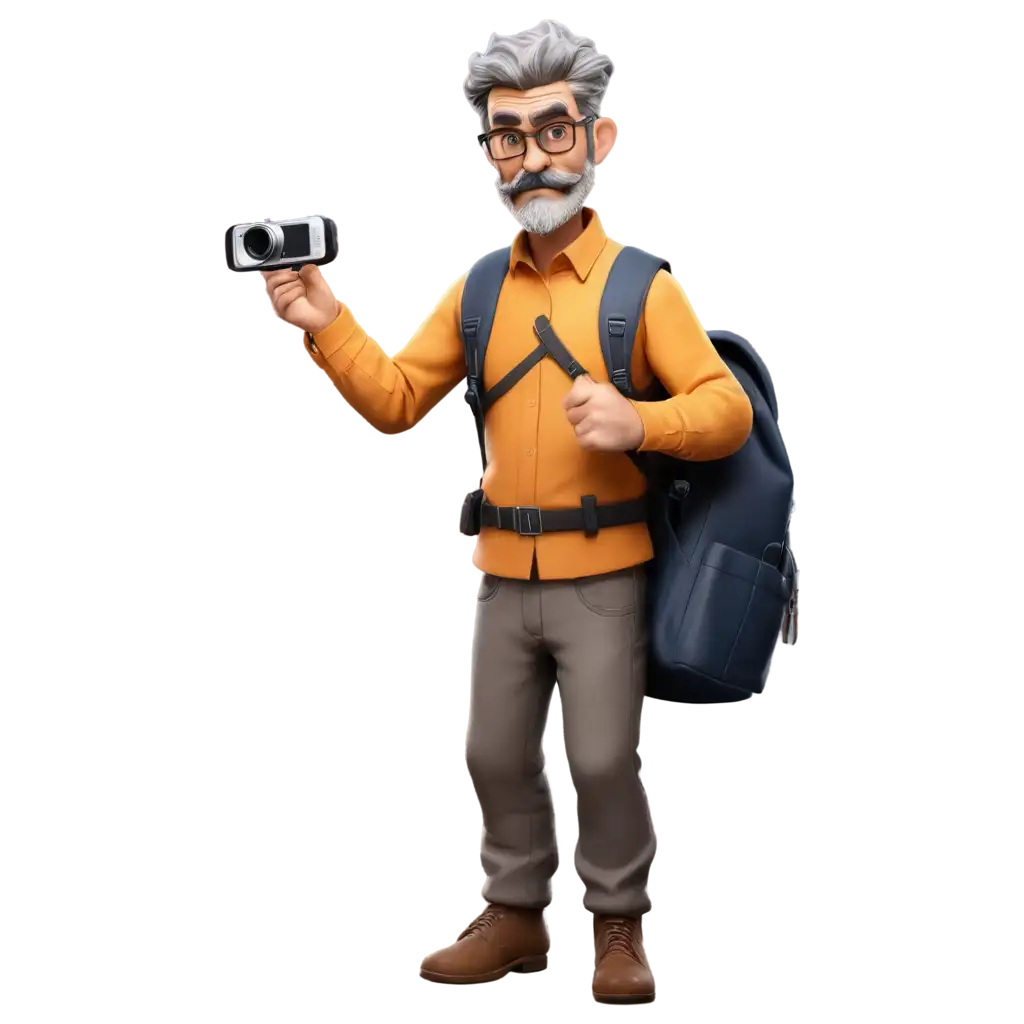 Grizzled-Cartoon-Man-with-Video-Camera-PNG-HighQuality-Imagery-for-Multimedia