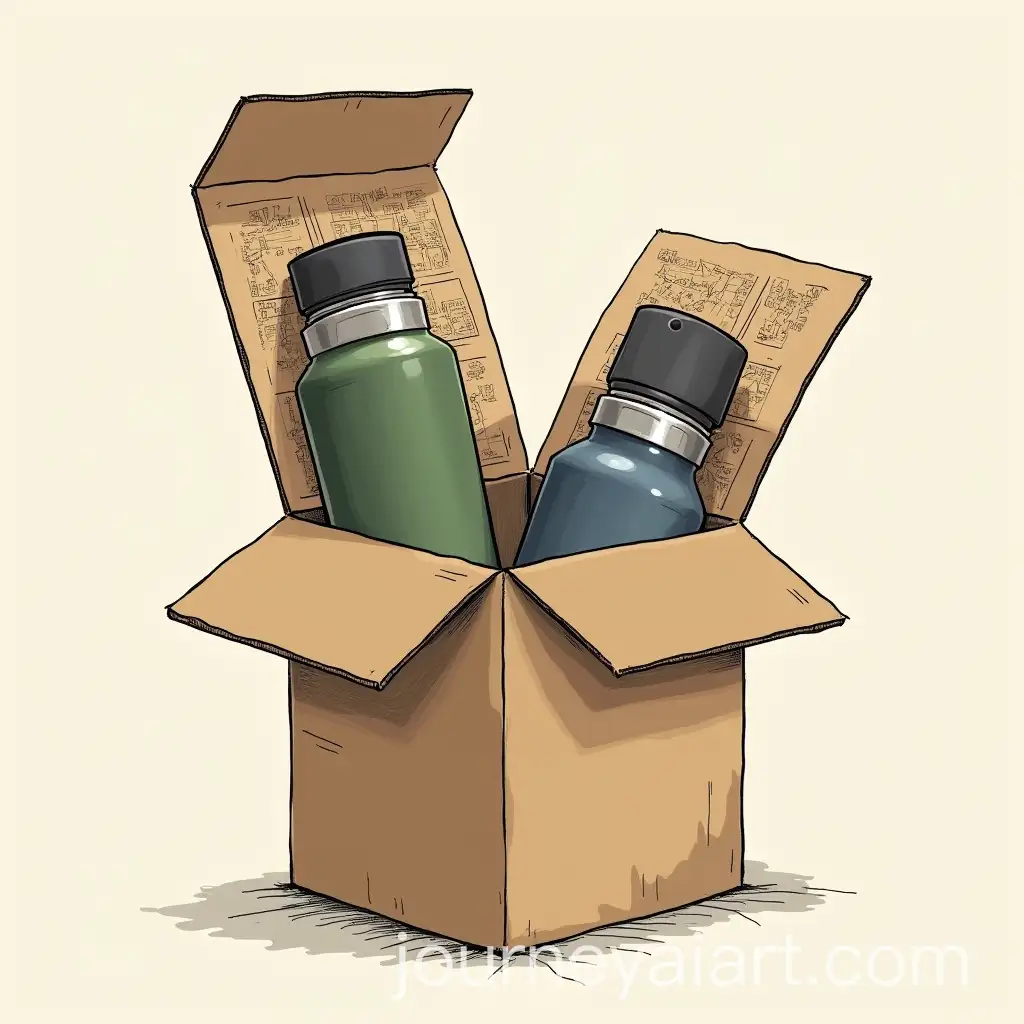 Disassembled-Cardboard-Box-with-Black-Colored-Map-Inside