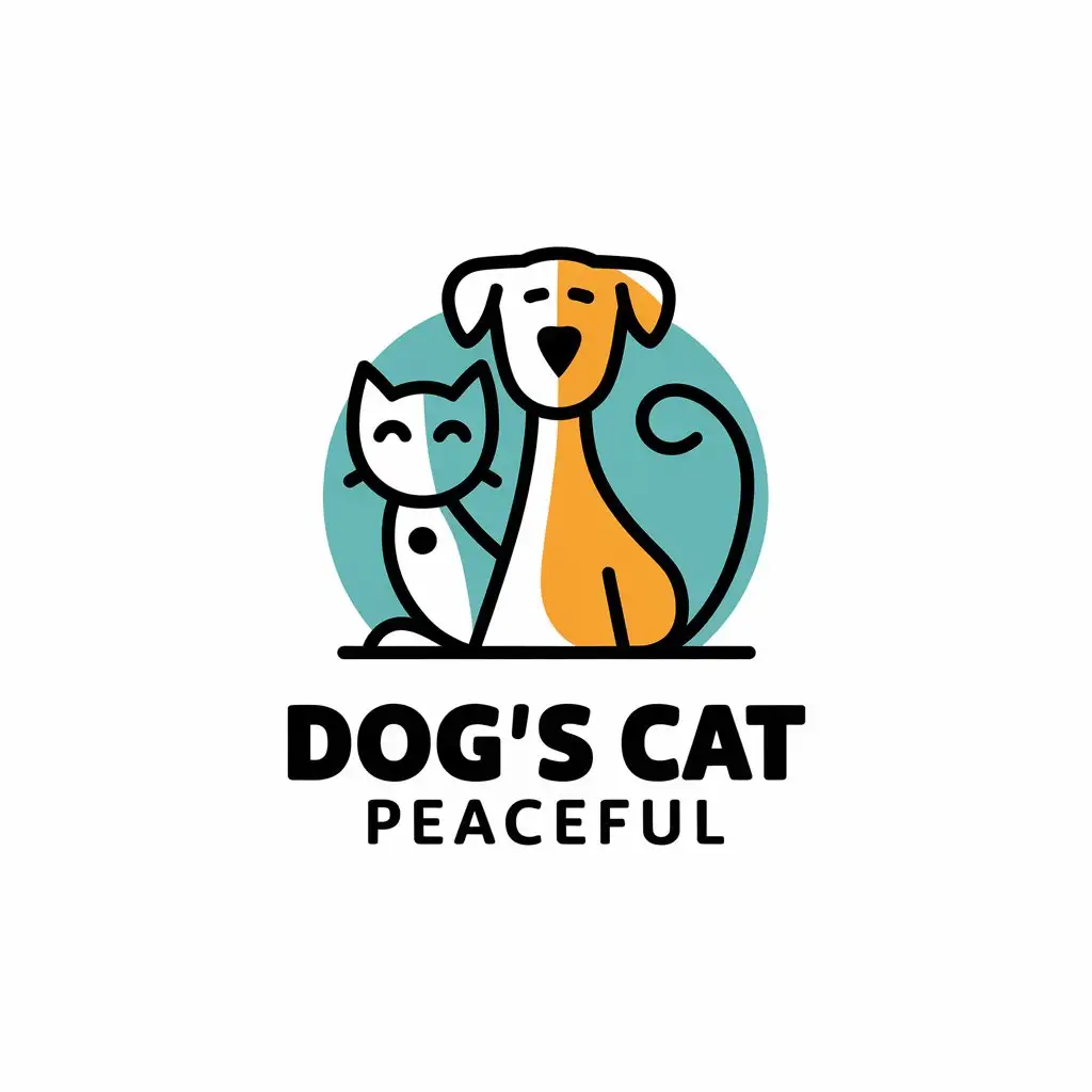 a vector logo design,with the text "dog's cat peaceful", main symbol:a dog a cat a mouse,Moderate,be used in Animals Pets industry,clear background