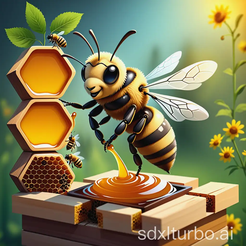 needs a logo (avatar) for Telegram channel called 'Пасека аналитика'. It should be based on the following two themes: - IT (system analysis) - bee/apiary/honey without any nudity or inappropriate content.