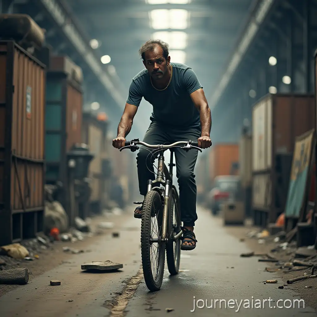 Indian-Factory-Worker-Falling-from-Bicycle-on-the-Way-to-Work